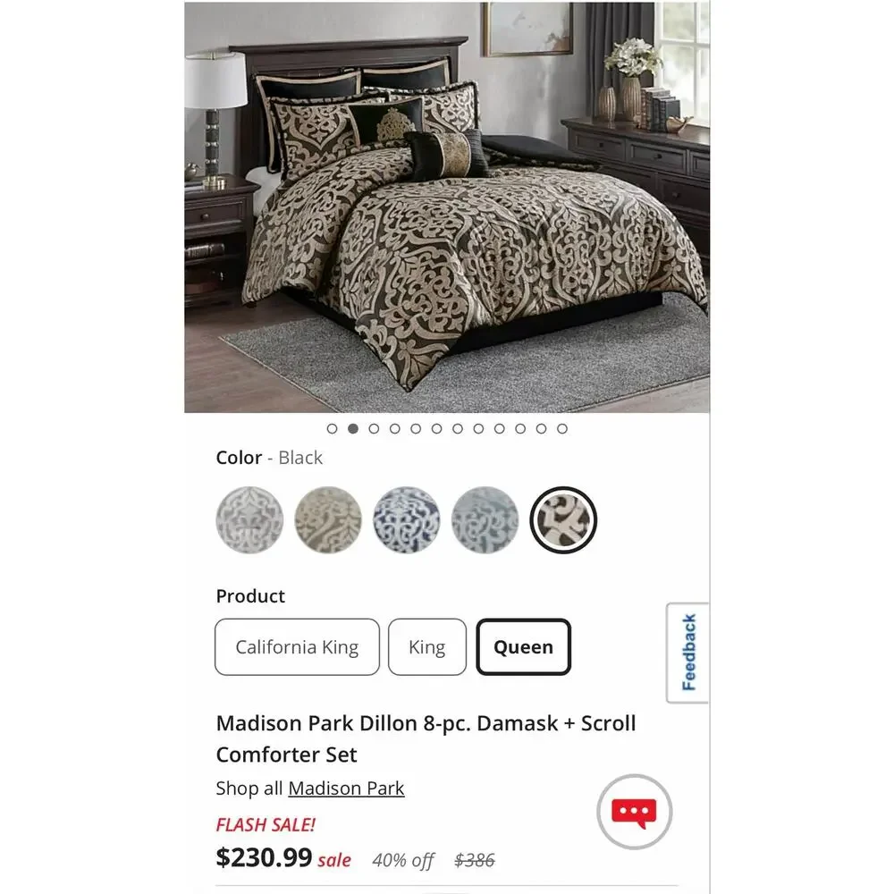 NEW! Madison Park Dillon/Odette 8PC Jacquard Comforter Set Queen
